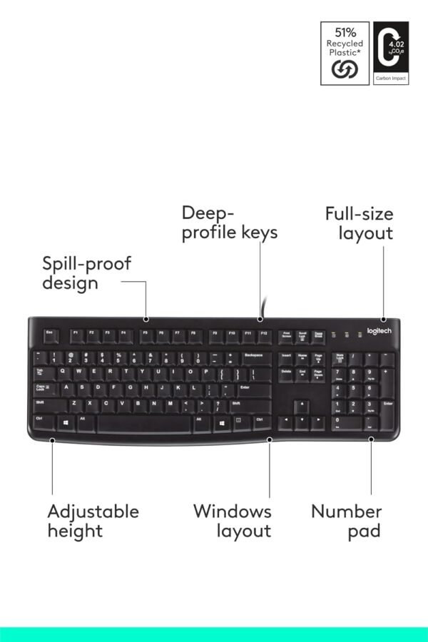 Logitech Plug and Play USB Keyboard K120 - Image 3