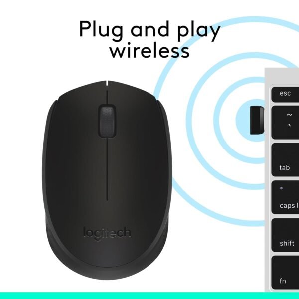 Logitech M170 2. 4GHz Wireless 3-Button Optical Scroll Mouse w/Nano USB Receiver (Black) - Image 3