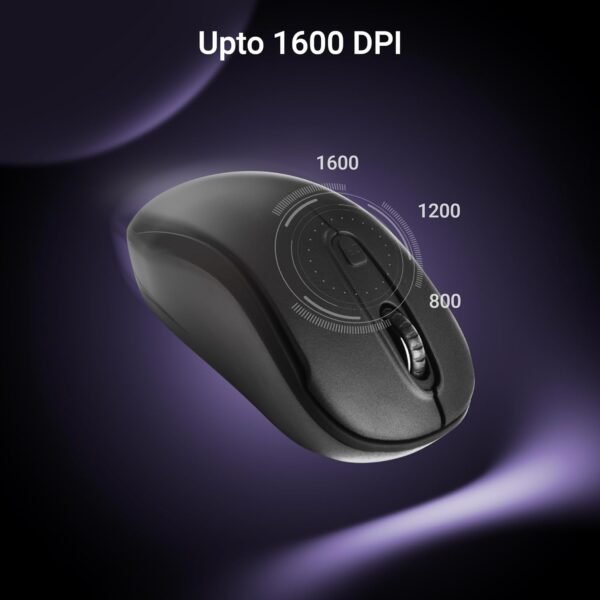 ZEBRONICS Dash Pro 2.4GHz Wireless Mouse, Upto 1600 DPI, 3 Level DPI, High Precision, Power Saving Mode, Comfortable & Lightweight, for Mac | Laptop | Computer (Black) - Image 6