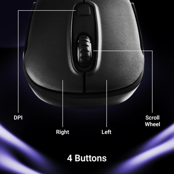 ZEBRONICS Dash Pro 2.4GHz Wireless Mouse, Upto 1600 DPI, 3 Level DPI, High Precision, Power Saving Mode, Comfortable & Lightweight, for Mac | Laptop | Computer (Black) - Image 4