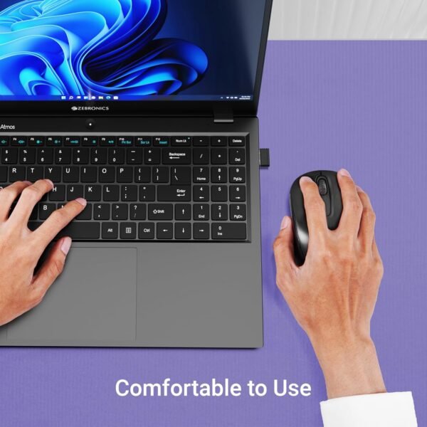 ZEBRONICS Dash Pro 2.4GHz Wireless Mouse, Upto 1600 DPI, 3 Level DPI, High Precision, Power Saving Mode, Comfortable & Lightweight, for Mac | Laptop | Computer (Black) - Image 5