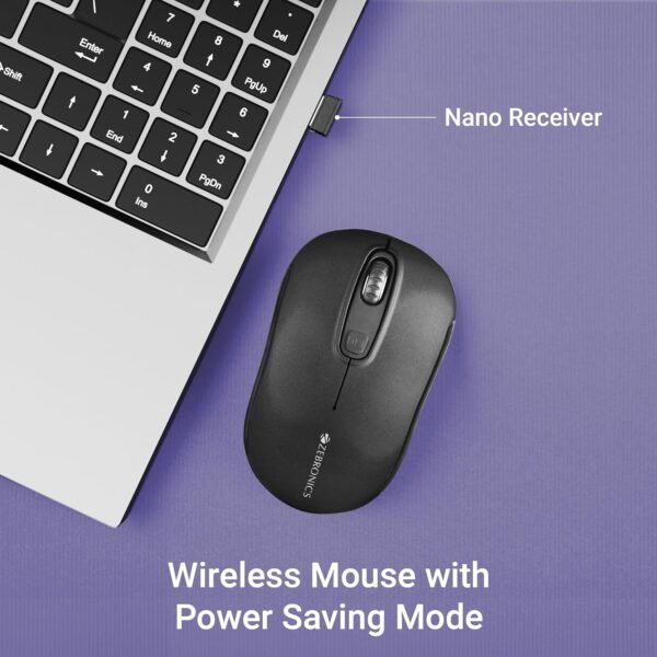 ZEBRONICS Dash Pro 2.4GHz Wireless Mouse, Upto 1600 DPI, 3 Level DPI, High Precision, Power Saving Mode, Comfortable & Lightweight, for Mac | Laptop | Computer (Black) - Image 7